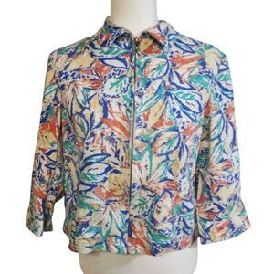 Coldwater Creek Jacket Multicolored Linen Blend Size Medium